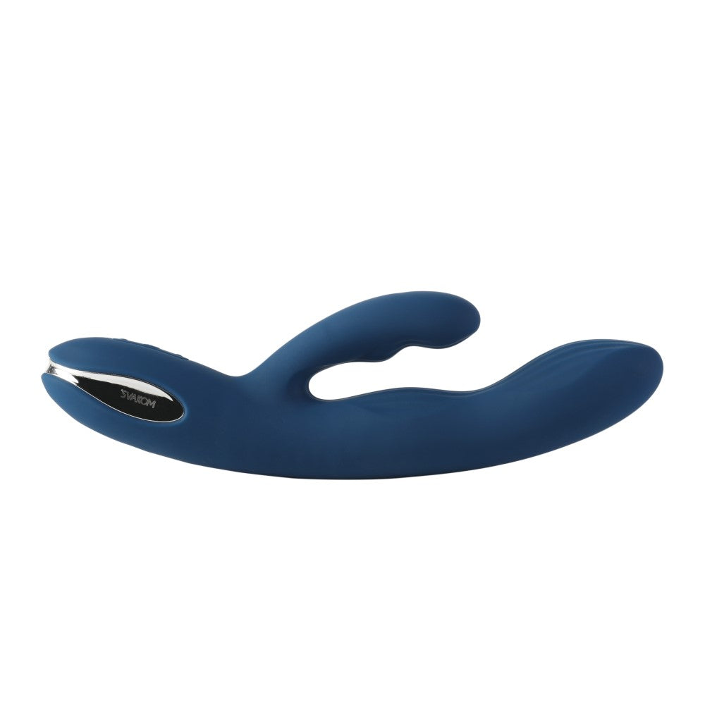 Side view of Aylin Powerful Pulsating Dual-Headed Rabbit Vibrator | Svakom (Dark Blue)