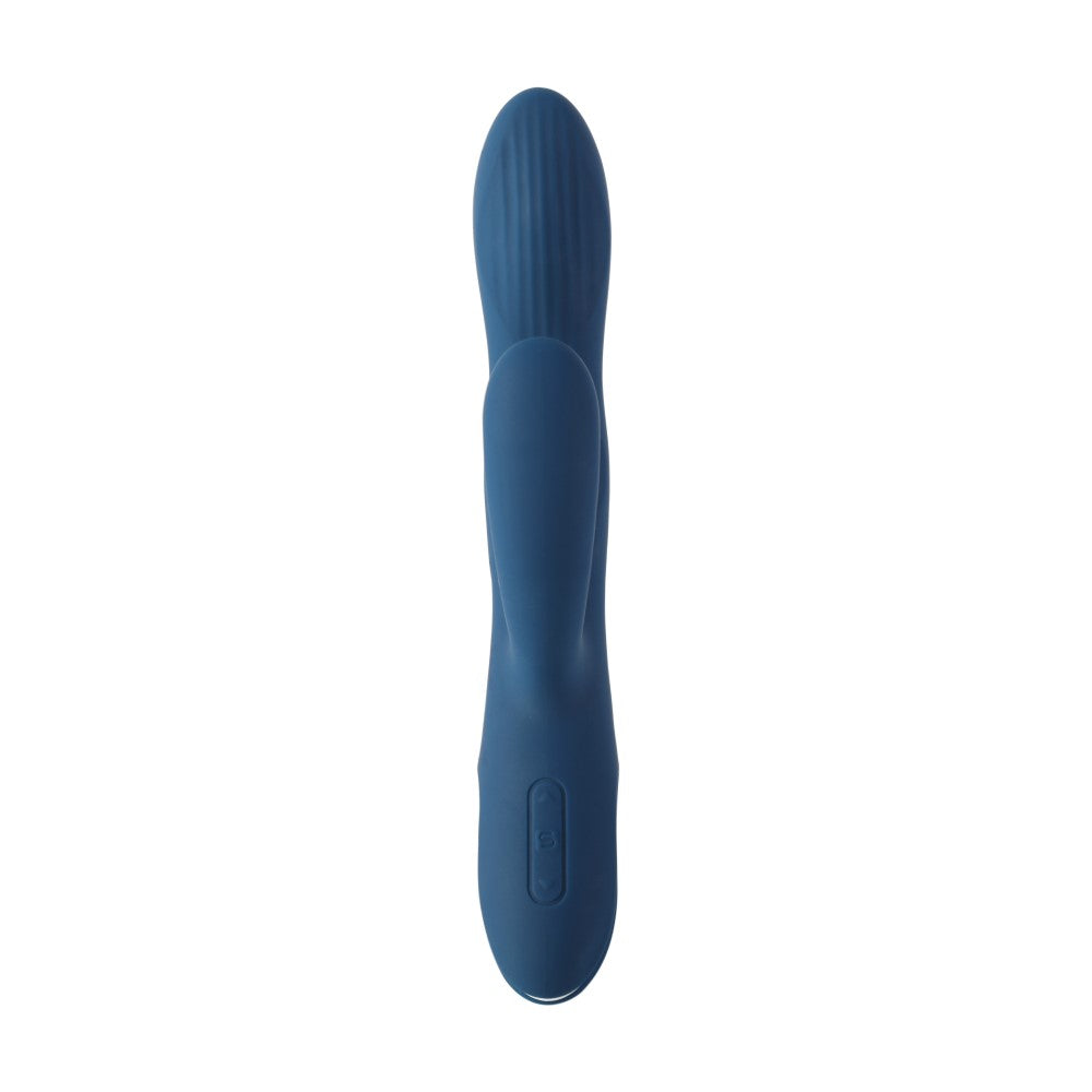 Top view of Aylin Powerful Pulsating Dual-Headed Rabbit Vibrator | Svakom (Dark Blue)
