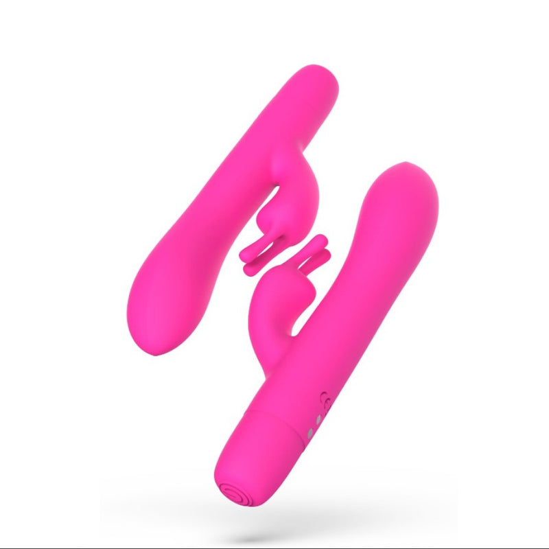 Front and rear view of the B Swish | Bwild Bunny Infinite Classic LIMITED EDITION Rechargeable Rabbit Vibrator (Sunset Pink)