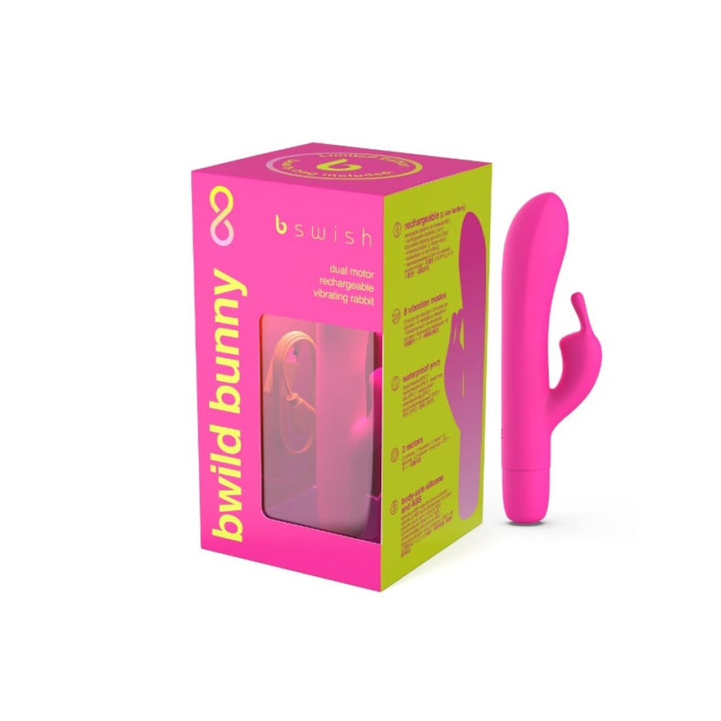 B Swish | Bwild Bunny Infinite Classic LIMITED EDITION Rechargeable Rabbit Vibrator (Sunset Pink) with packaging
