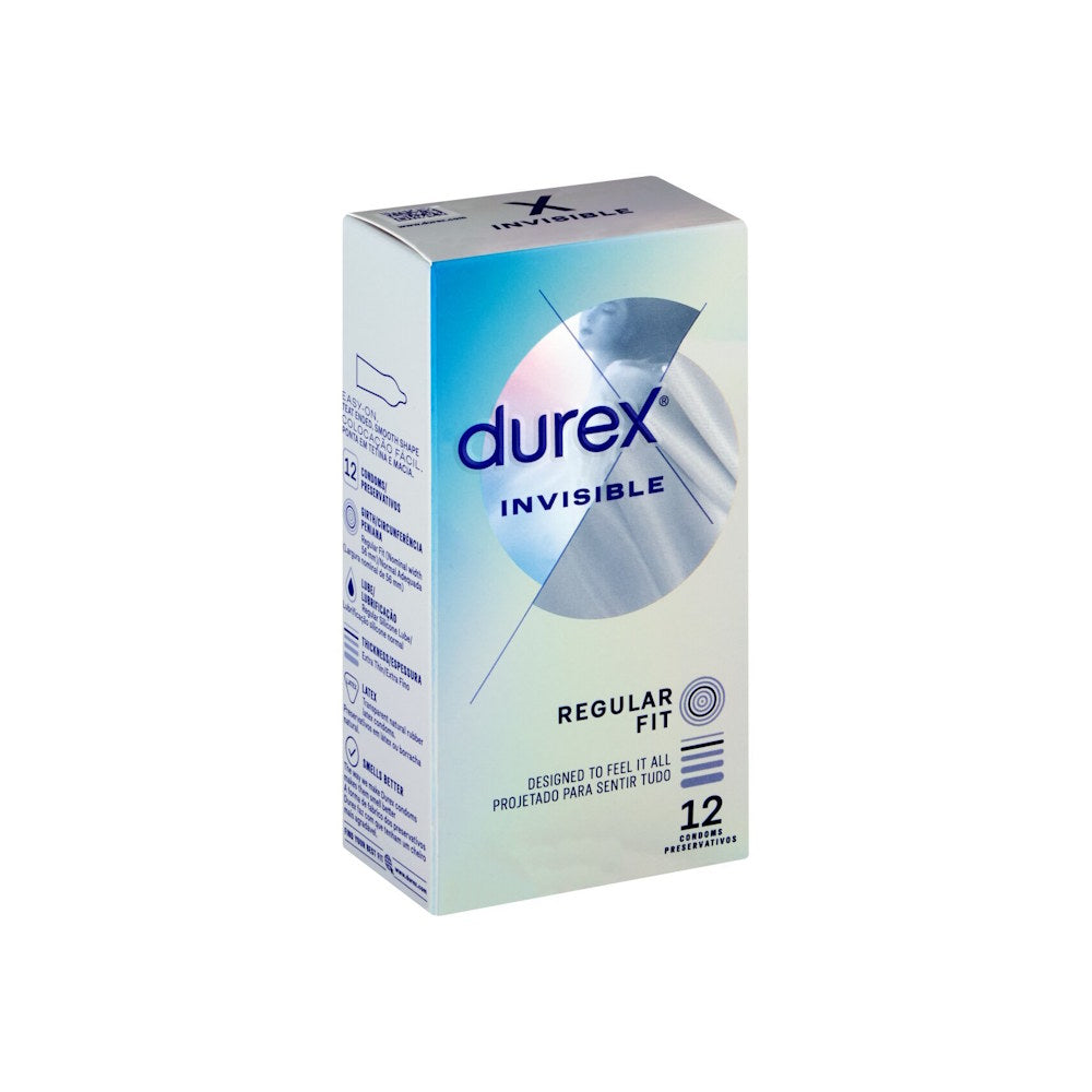 Durex | Invisible Regular Fit Condoms 12s Packaging Side View