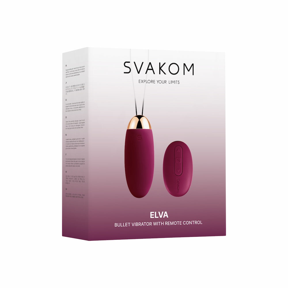 Front View Of Elva Remote-Controlled Vibrating Bullet Egg | Svakom - Violet
Packaging On White Background