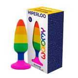 Hiperloo Silicone Rainbow Anal Plug | Wooomy (Large) with product packaging