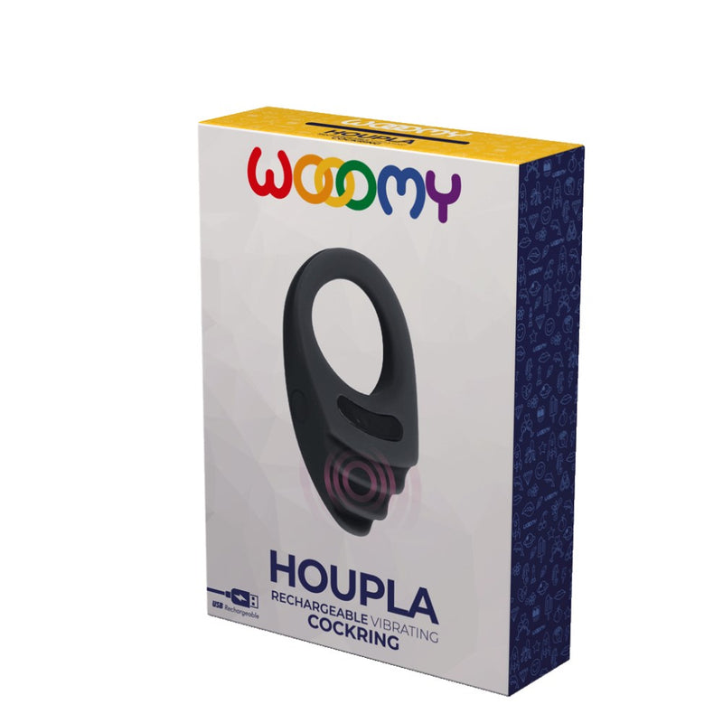 Product packaging of the Houpla Rechargeable Vibrating Cock Ring | Wooomy