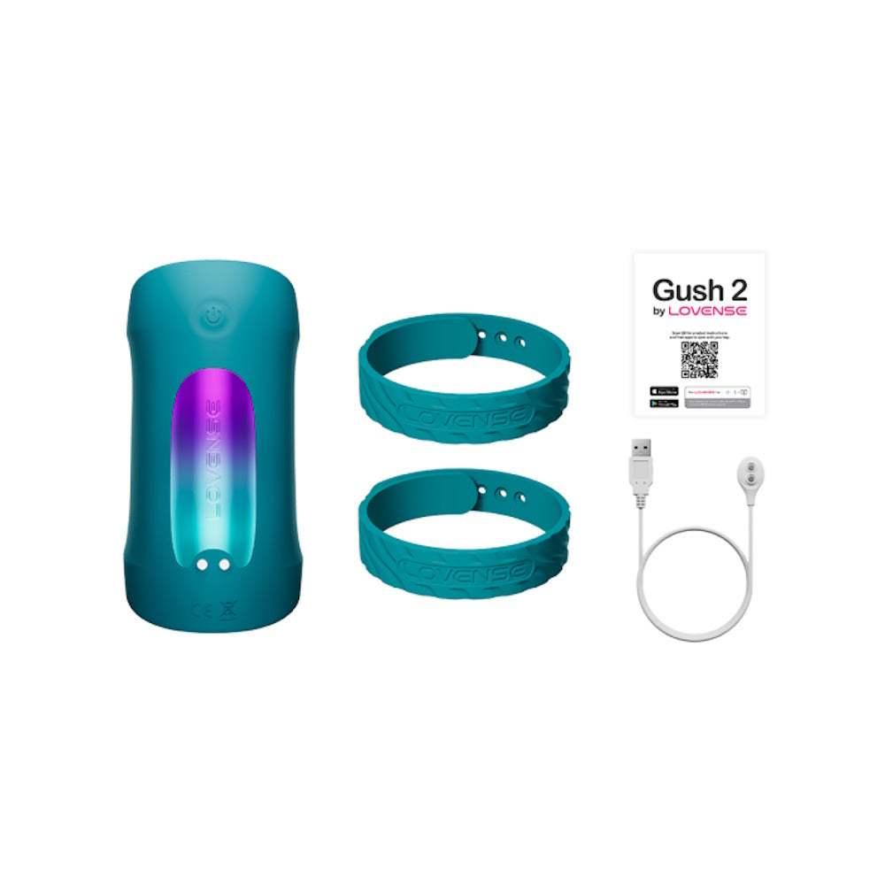Lovense | Gush 2 Hands-Free App-Controlled Vibrating & Oscillating Penis Massager with Included USB Charging Cable and Hands-Free Straps