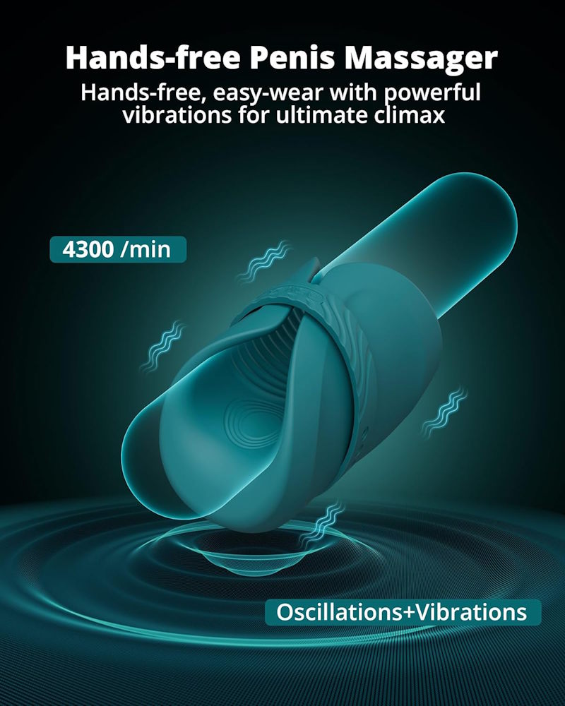 Lovense | Gush 2 Hands-Free App-Controlled Vibrating & Oscillating Penis Massager Hands-Free Use Infographic