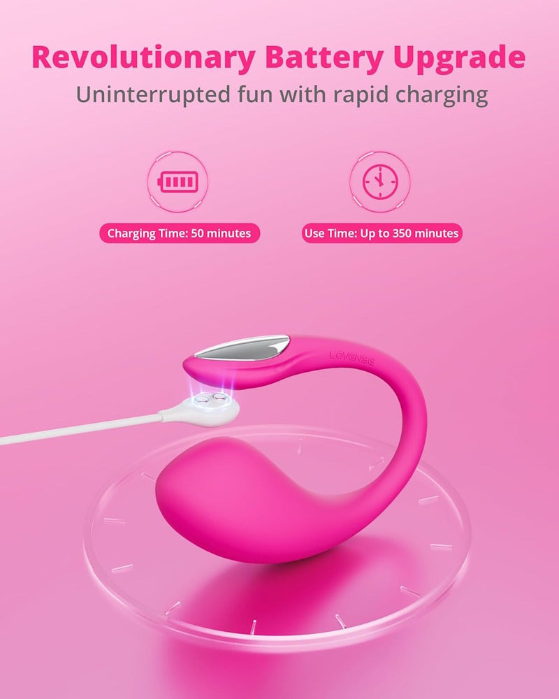 Lovense | Lush 4 App-Controlled G-Spot Egg Vibrator Quick Charge Infographic