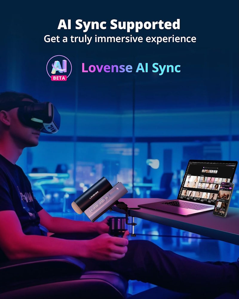 Lovense | Solace Pro AI-Powered App-Controlled Thrusting Male Masturbator AI Sync with Online Video Content