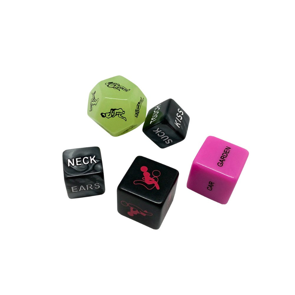 Five dice included in the Ooo Erotic Dice Set | Wooomy