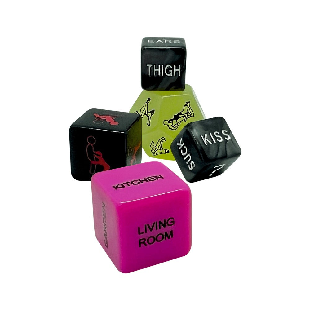 Five dice included in the Ooo Erotic Dice Set | Wooomy
