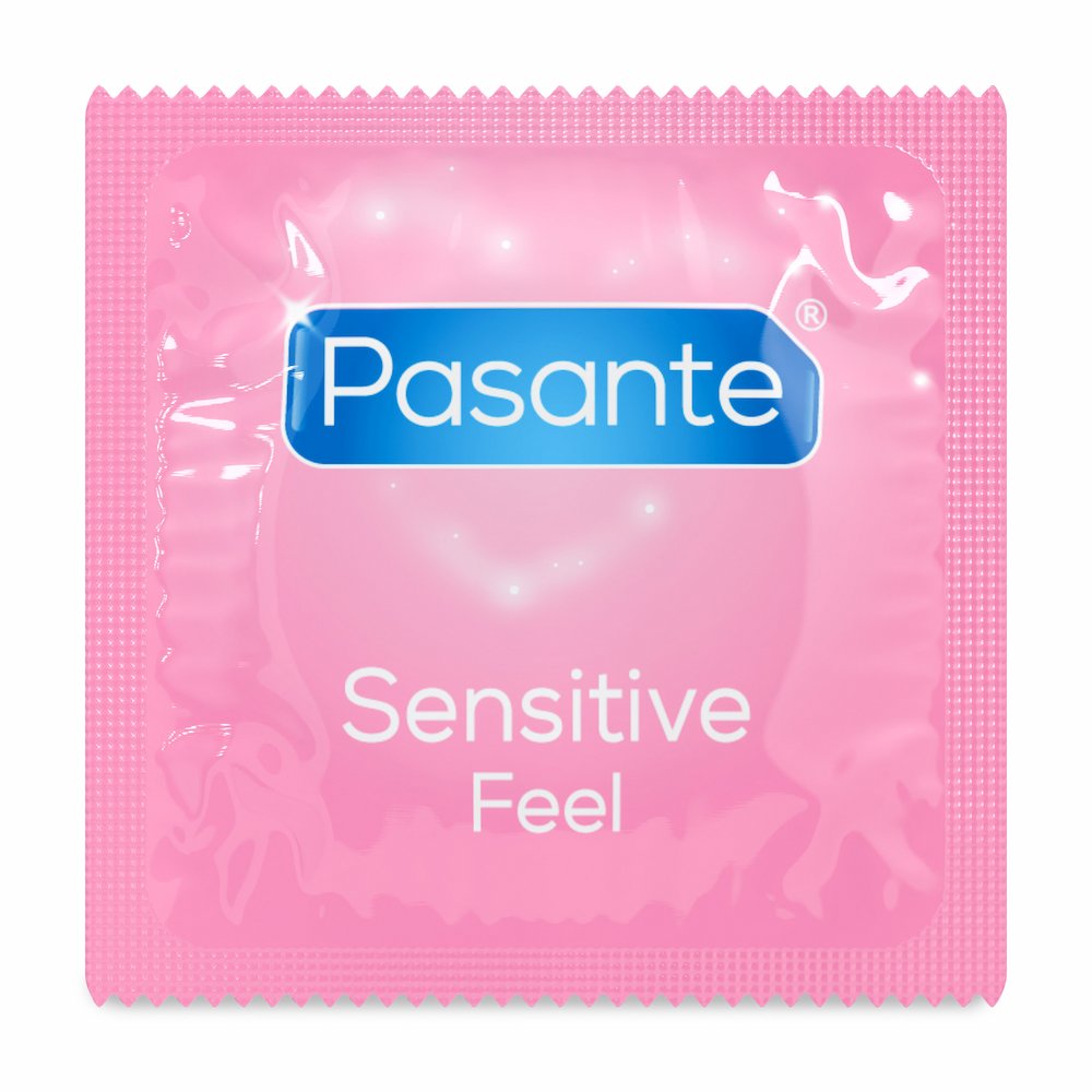 Front View Of Pasante Feel Ultra Thin Condoms Foil On White Background