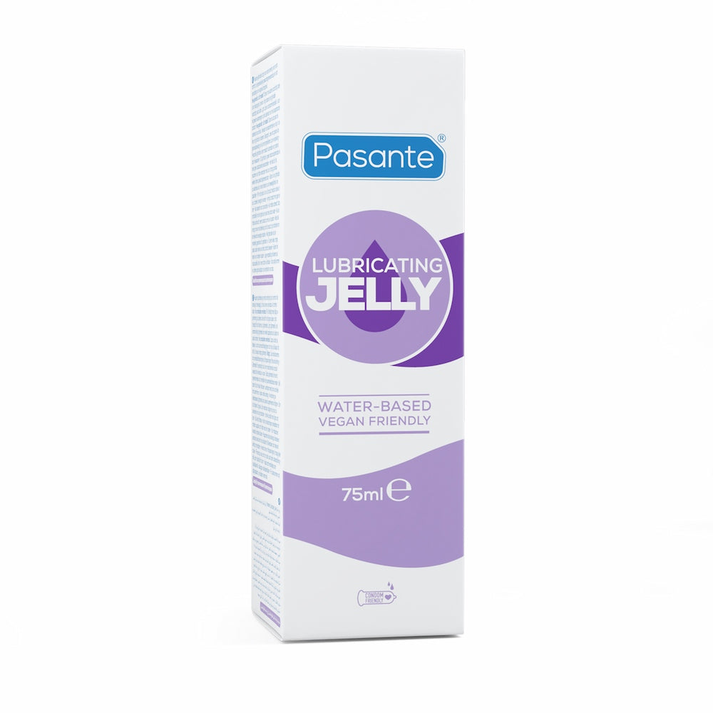 Angled View Of Pasante Lubricating Water-Based Jelly Packaging On A White Background