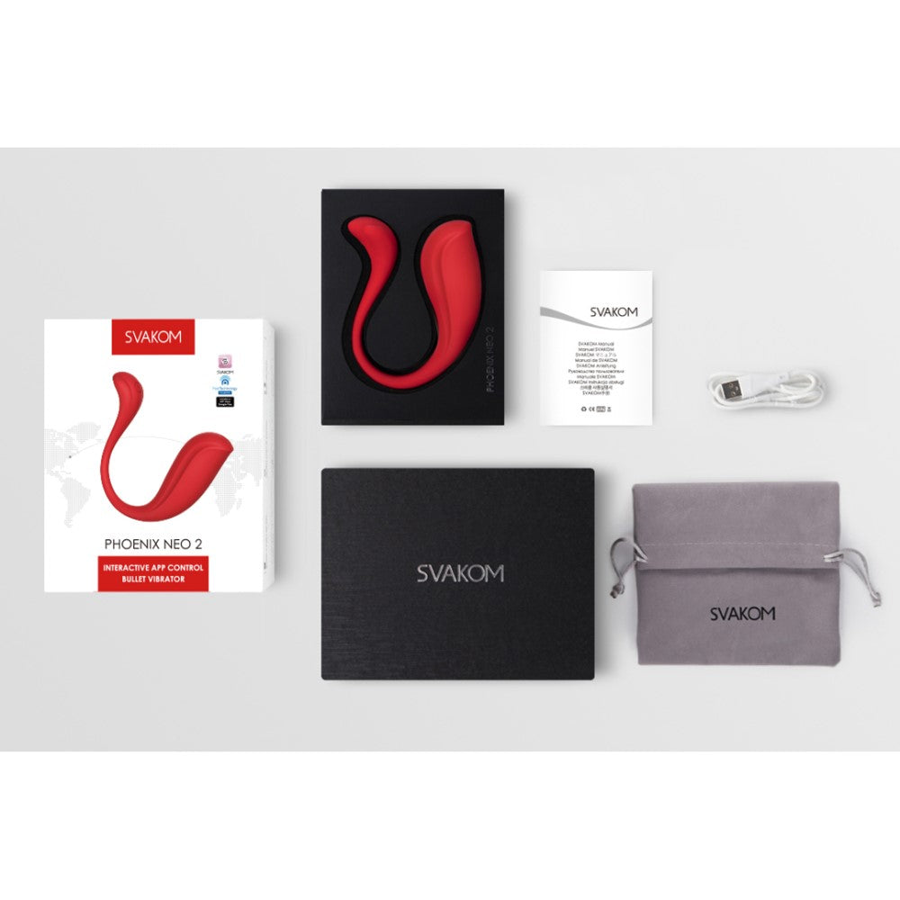 Contents of Phoenix Neo 2 Interactive Bullet Vibrator | Svakom (Red)