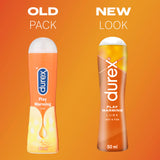 Old and new packaging of Play Warming Lube | Durex