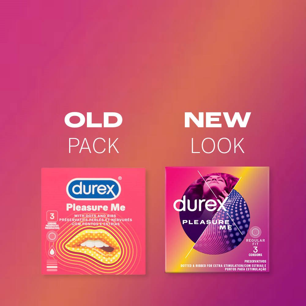 Old and new packaging of Pleasure Me Condoms | Durex (3s)