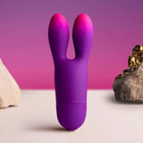 Rocks-Off | Glo Girl Bunny Flexible Rabbit Vibrator Displayed With a Rock