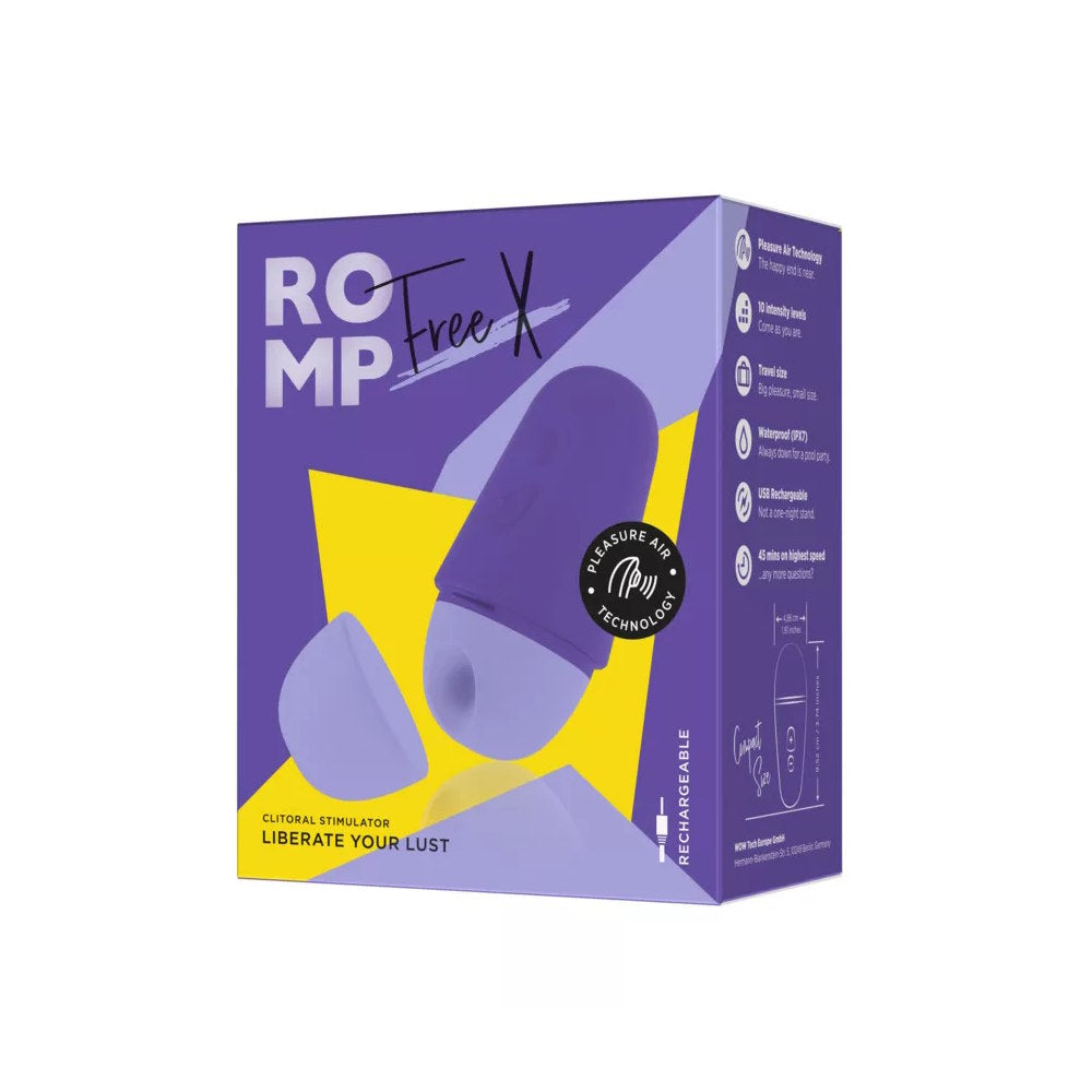 Romp | Free X Clitoral Suction Stimulator Packaging