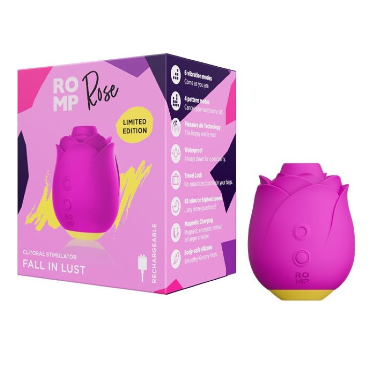 Romp | Rose Clitoral Stimulator with packaging