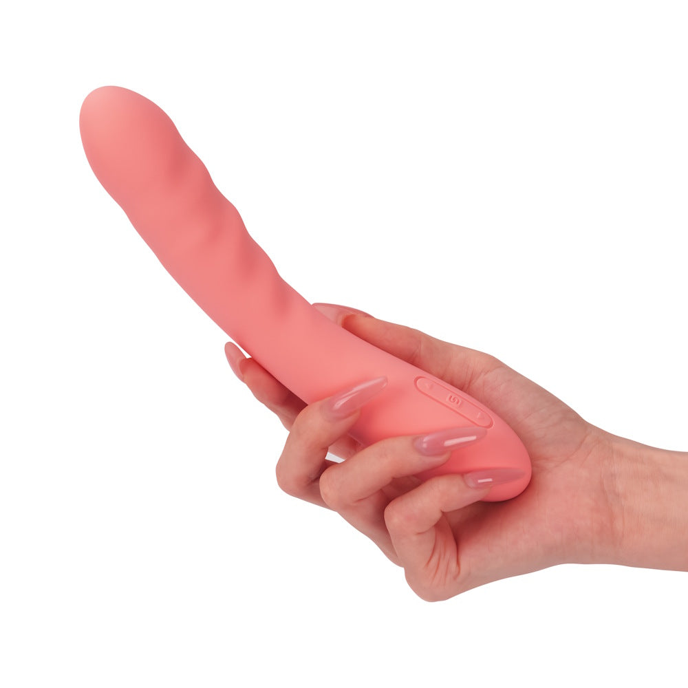 Svakom Ava Neo Interactive Thrusting Vibrator Peach Pink In Hand