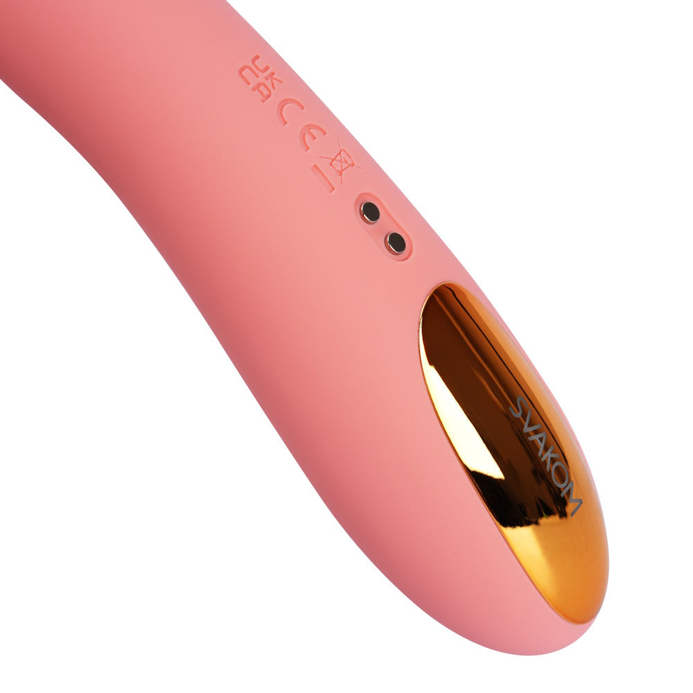 Svakom Ava Neo Interactive Thrusting Vibrator Peach Pink USB Charging Connector