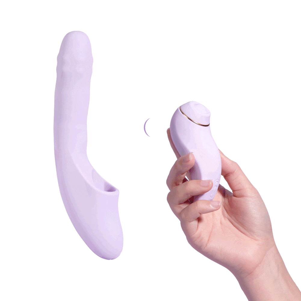 Svakom DuoGlow Thrusting Beaded G-spot Vibrator With Pulsating Clitoral Stimulator Detached and used as a remote