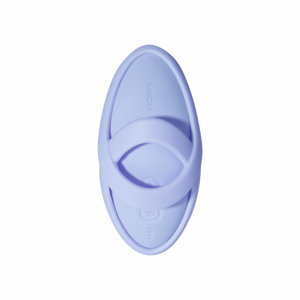 Top View Of Svakom Echo 2 App-Controlled Flexible Finger Vibrator (Sky Blue) On White Background
