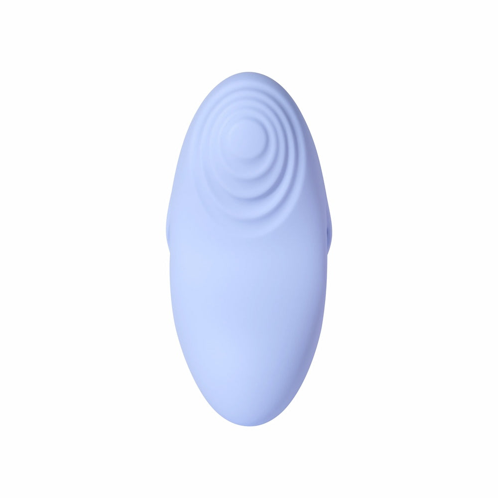 Bottom View Of Svakom Echo 2 App-Controlled Flexible Finger Vibrator (Sky Blue) On White Background