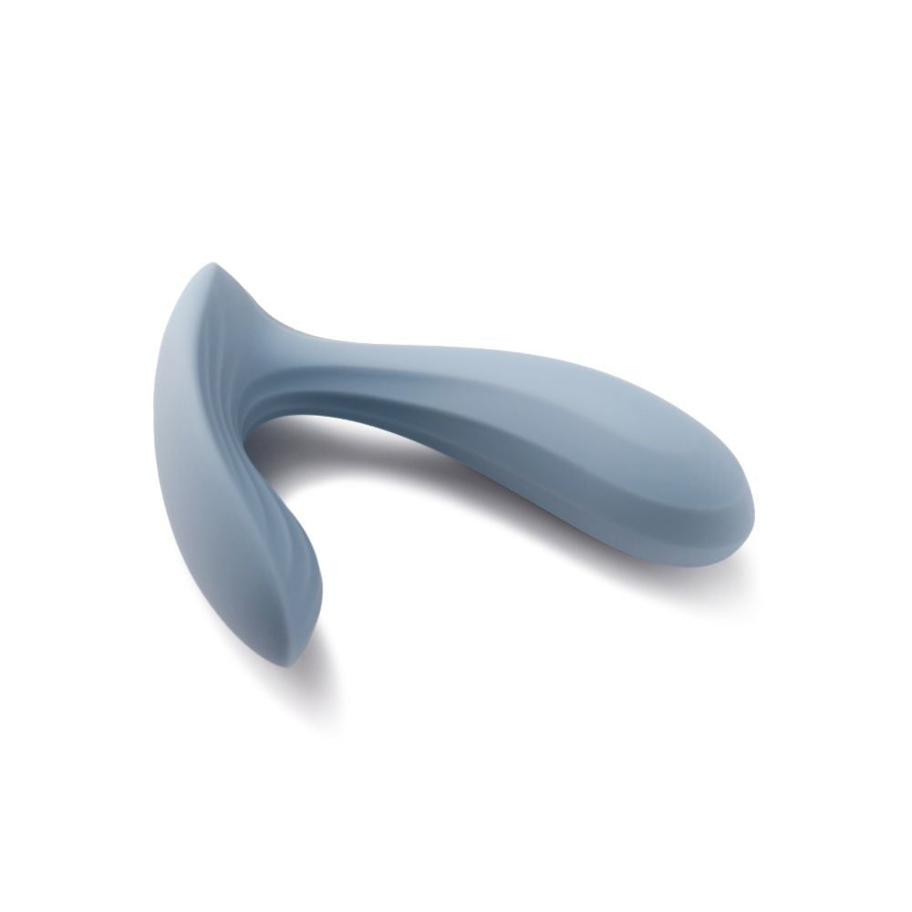 Side View of Svakom | Erica App-Controlled Wearable Vibrator & Anal Stimulator (Dusty Blue) on White Background
