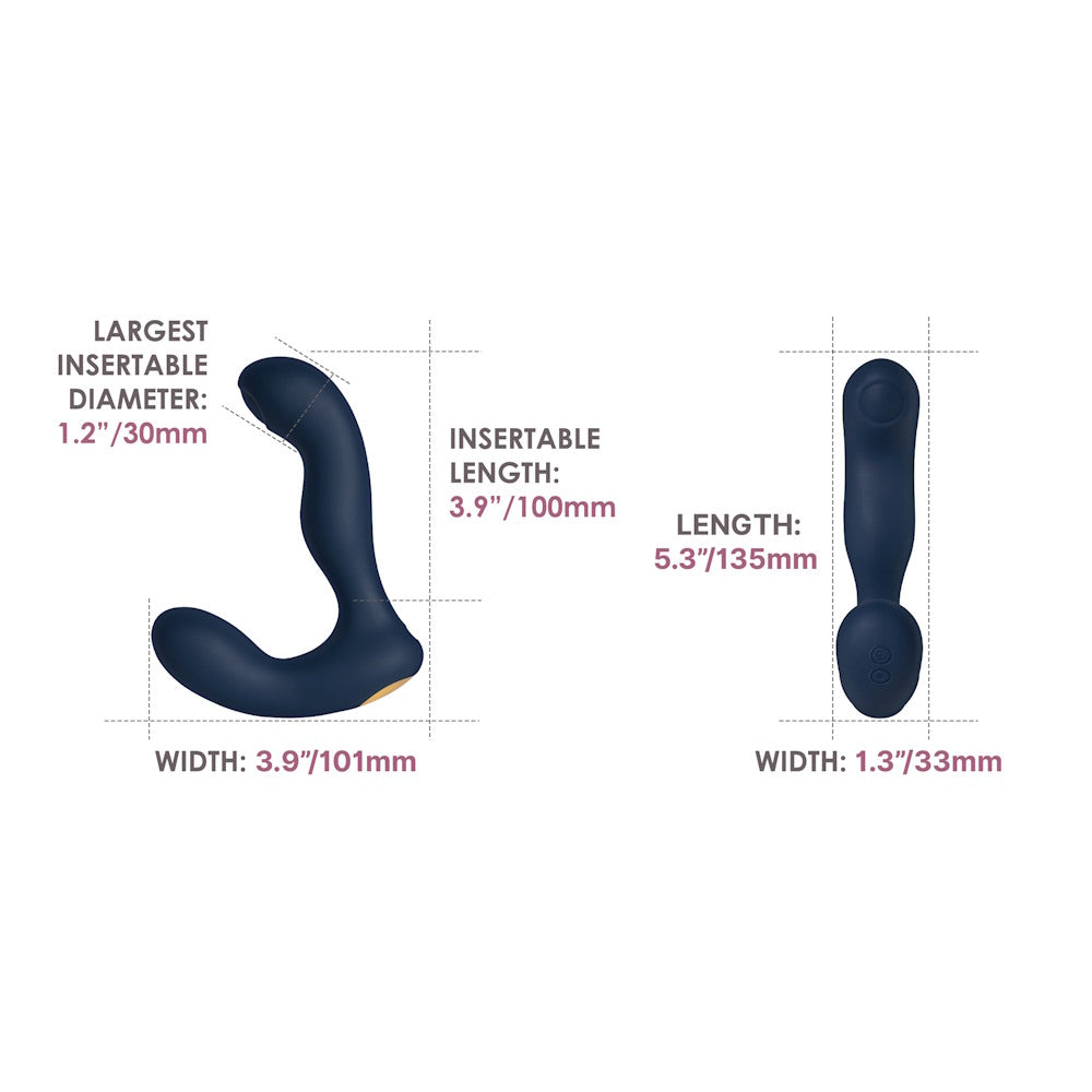 Svakom Iker Neo Interactive Pulsating Prostate & Perineum Vibrator Dimensions