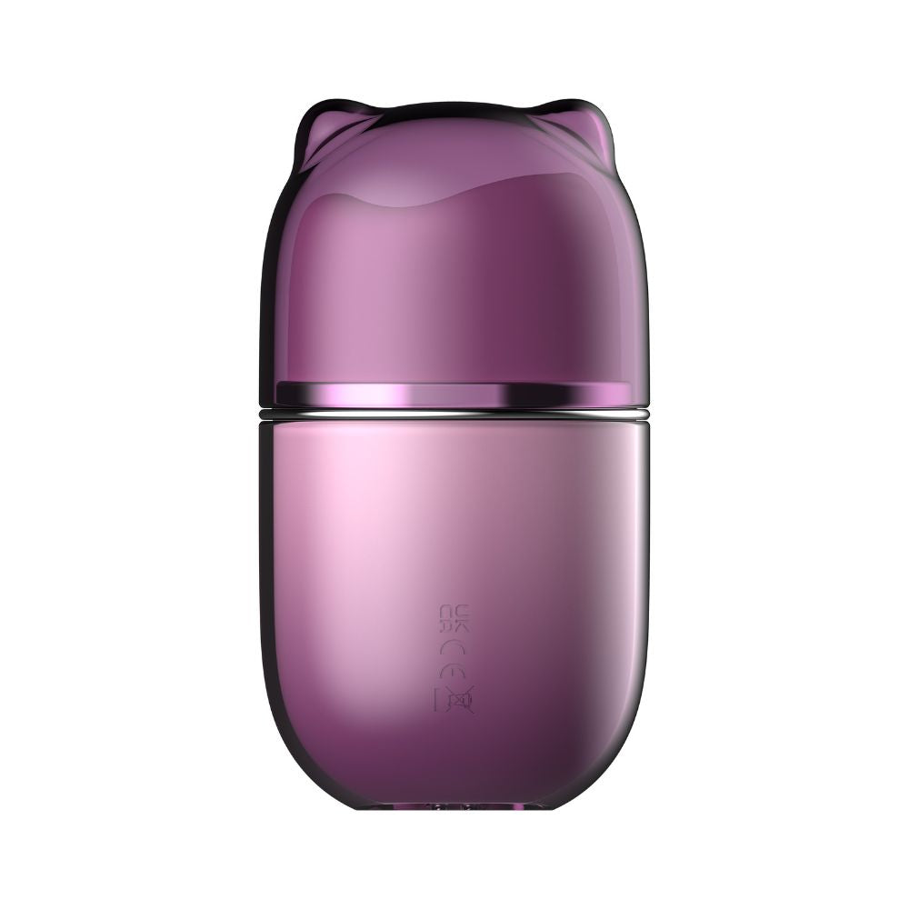 Back view of the Svakom Klitty Interactive Licking, Sucking & Vibrating Clitoral Stimulator in dusty lavender, showing the smooth rear body and rounded cat-inspired shape on a white background.