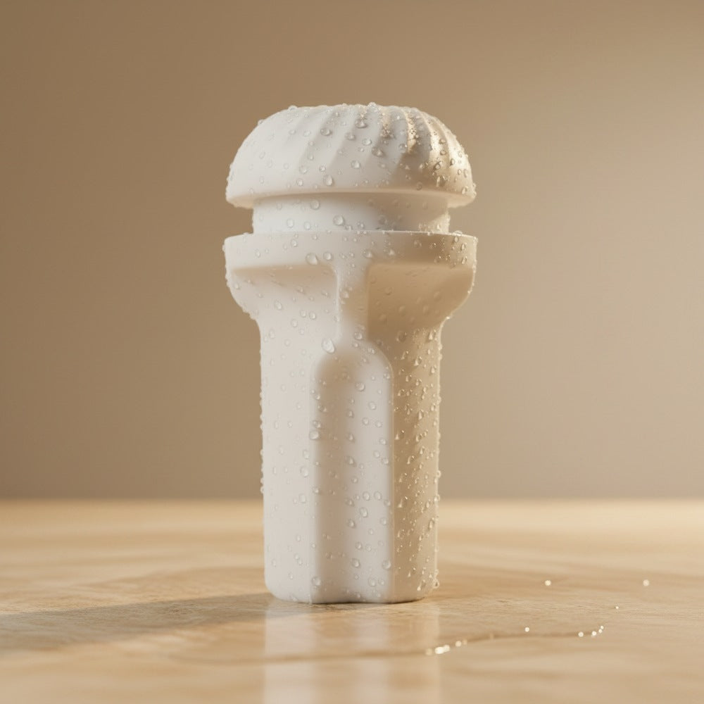Front view of Svakom | Robin Premium Replacement Sleeve Masturbator standing on a wet surface with water droplets on the sleeve.