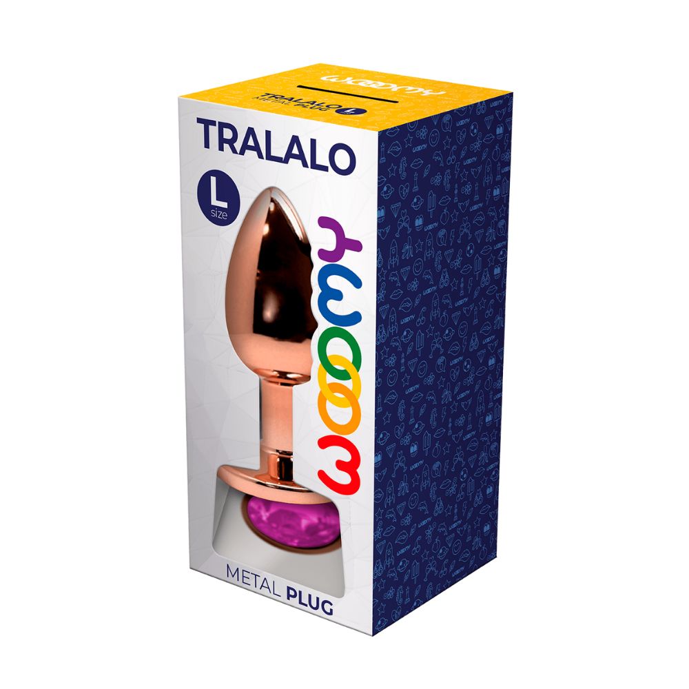 Large Tralalo Rose Gold Metal Anal Plug | Wooomy (Magenta) packaging
