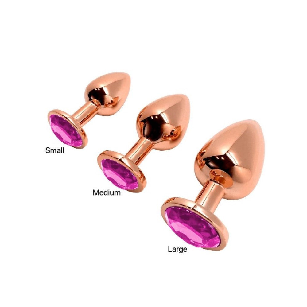 Set of Tralalo Rose Gold Metal Anal Plug | Wooomy (Magenta)
