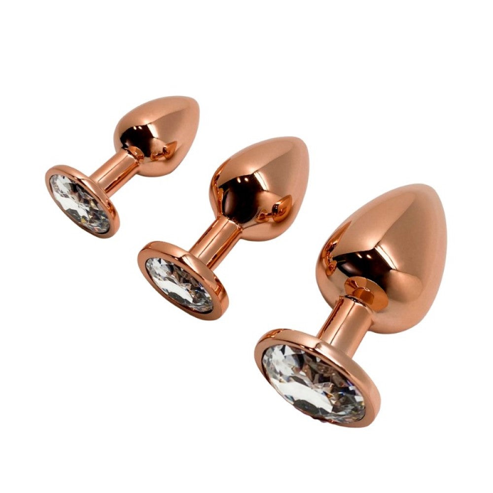 Set of Tralalo Rose Gold Metal Anal Plug | Wooomy (White)