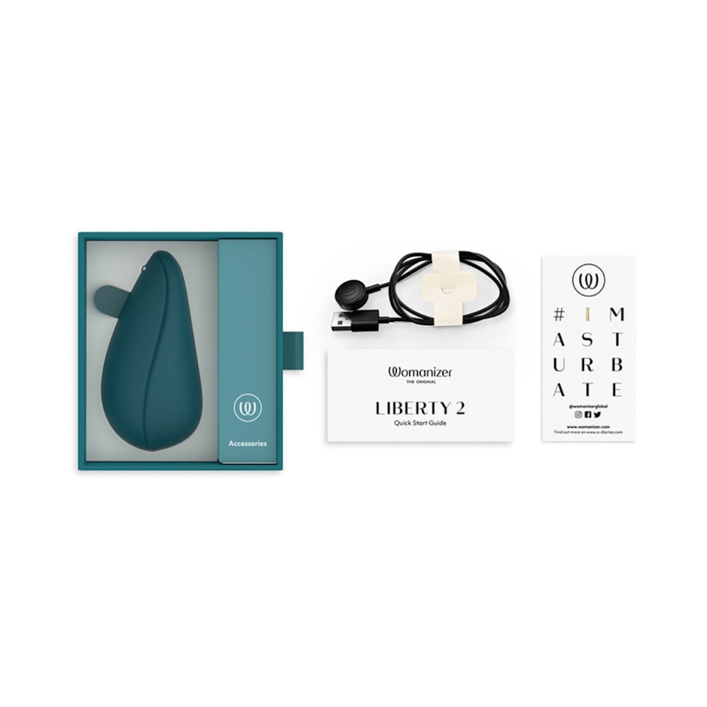 Womanizer | Liberty 2 Pleasure Air Clitoral Suction Vibrator (Dark Petrol) in Box with Contents