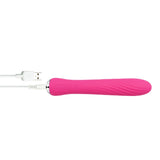 Anya Powerful Warming Vibrator | Svakom - Plum Red with inserted charging accessory