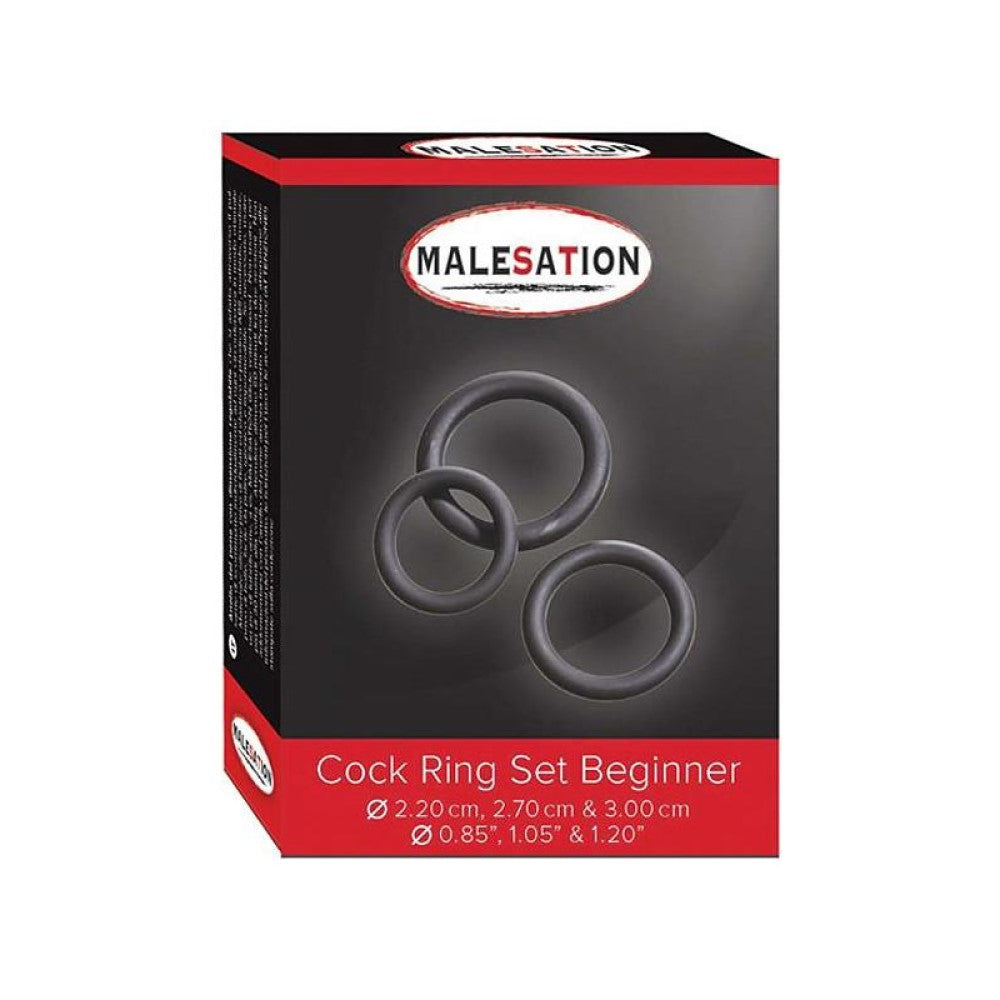 Product packaging of Beginner Cock Ring Set | Malesation - Black
