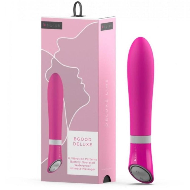 Product packaging for Bgood Deluxe Vibrator | B Swish - Hot Pink