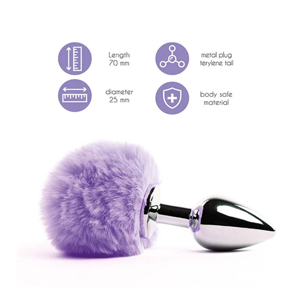 Product specifications of Bunny Tails Metal Butt Plug | FeelzToys - Purple