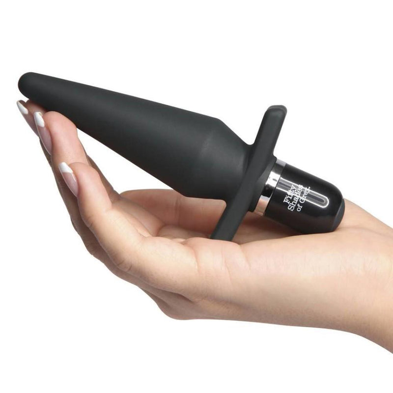 Delicious Fullness Vibrating Butt Plug | Fifty Shades in hand