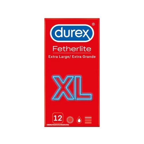 Full front view of Fetherlite XL Condoms | Durex - 12s