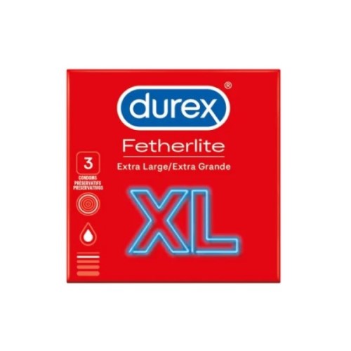 Front view of Fetherlite XL Condoms | Durex - 3s
