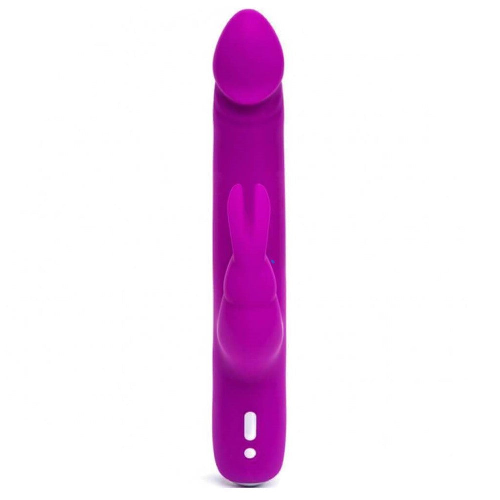 Full front view of Happy Rabbit Slimline Realistic Rabbit Vibrator | LoveHoney - Purple