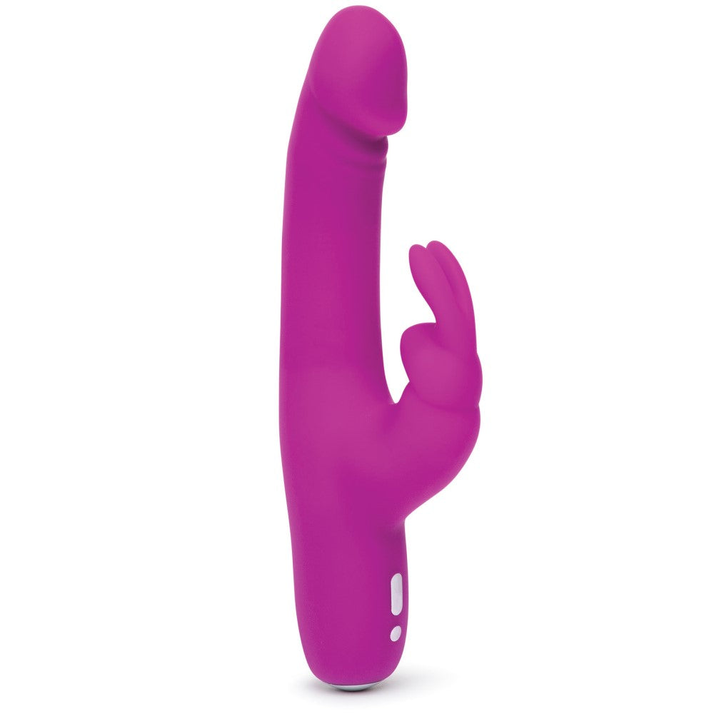 Full side view of Happy Rabbit Slimline Realistic Rabbit Vibrator | LoveHoney - Purple