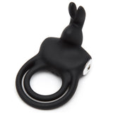 Full top view of Happy Rabbit Vibrating Love Ring | LoveHoney - Black