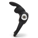 Full side view of Happy Rabbit Vibrating Love Ring | LoveHoney - Black