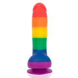 Front view of Justin 8" Rainbow Dildo With Suction Cup | Swan