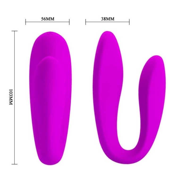 Letitia Remote Controlled C-Shaped Couples Vibrator | Pretty Love - Dimensions