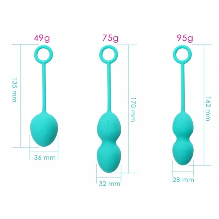 Sizing dimensions of Nova Kegel Exercise Ball Set | Svakom - Green
