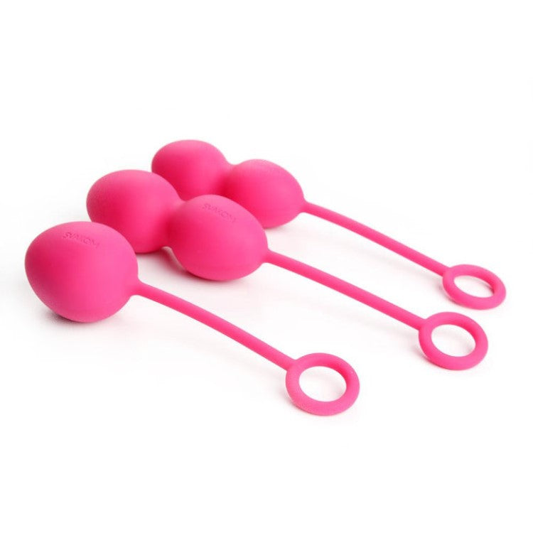 Side view of Nova Kegel Exercise Ball Set | Svakom - Plum Red